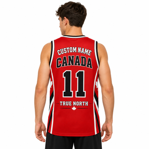 Maillot de basket-ball personnalisé Canada – Nom et numéro de l'équipe – Maillot de sport en mesh – Tenue d'ambiance d'équipe pour hommes, femmes et jeunes - Product Image 3