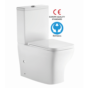 Màu Trắng customizabel nhà máy CE không có vành Nước Tủ quần áo phòng tắm <span class=keywords><strong>WC</strong></span> tầng gắn washdown hai mảnh nhà vệ sinh bát - Product Image 1