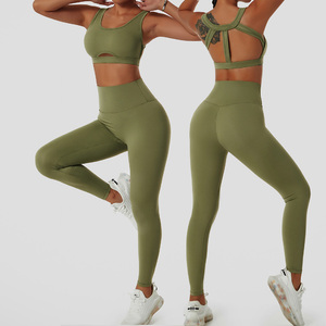 Recycled Hot Sell <strong>Tik</strong> <strong>Tok</strong> New Design Custom 2 Pieces Yoga <strong>Sets</strong> Women Fitness Yoga Wear Sport Bra and Yoga Pants <strong>Set</strong> - Product Image 1