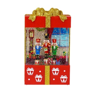 Xmas Noel Nutcracker Water Glitter <strong>Spinning</strong> Gift Box Led Water Lamp Christmas Snow <strong>Globe</strong> - Product Image 2