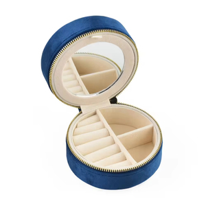 Boîte à bijoux moderne et élégante en velours recyclable avec logo personnalisé, cadre doré, couleurs gris, blanc, rouge, vert, vente en gros - Product Image 4
