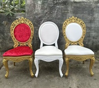Chaise de banquet de mariage moderne Louis en velours rouge de luxe royal, durable, en résine dorée, écologique, pour hôtel, entrée, sous-sol