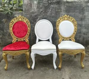 Sillas de Lujo para Banquetes de Boda, Estilo Luis, con Cojín de Terciopelo Rojo y Resina Dorada, para Hotel, Entrada, Fiesta, Sala de Estar - Product Image 3