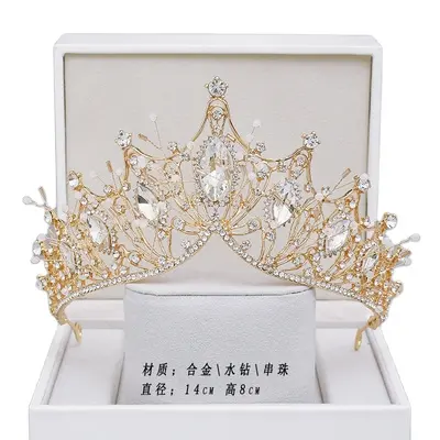 Corona nupcial de diamantes de imitación para mujer, Tiara de boda, accesorios para el cabello, corona de boda de cristal elegante