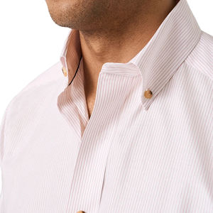 Camisa Oxford para Hombre, 100% Algodón, a Rayas, Manga Larga, Cierre de Botones, Corte Entallado con Bolsillo, Estilo Casual Elegante para Otoño, Fabricante Personalizado - Product Image 4