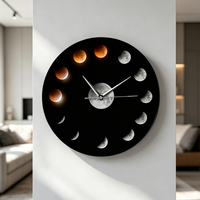 Jam Tangan Kuarsa Fase Bulan, Super Moon, Kuarsa Astronomi, Jam Dinding Fase Bulan, Gaya Retro Plastik, Lampu Malam Pintar