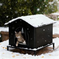Nichoir chauffant extérieur pour chats, abri isolé et imperméable pour l'hiver avec coussin chauffant surélevé pour chats errants et sans-abri
