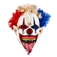 Masque de Clown Horreur Vampire pour Cosplay, Accessoire de Costume Halloween Noël, Masque Facial en Latex Effrayant pour Fête, avec Longue Langue