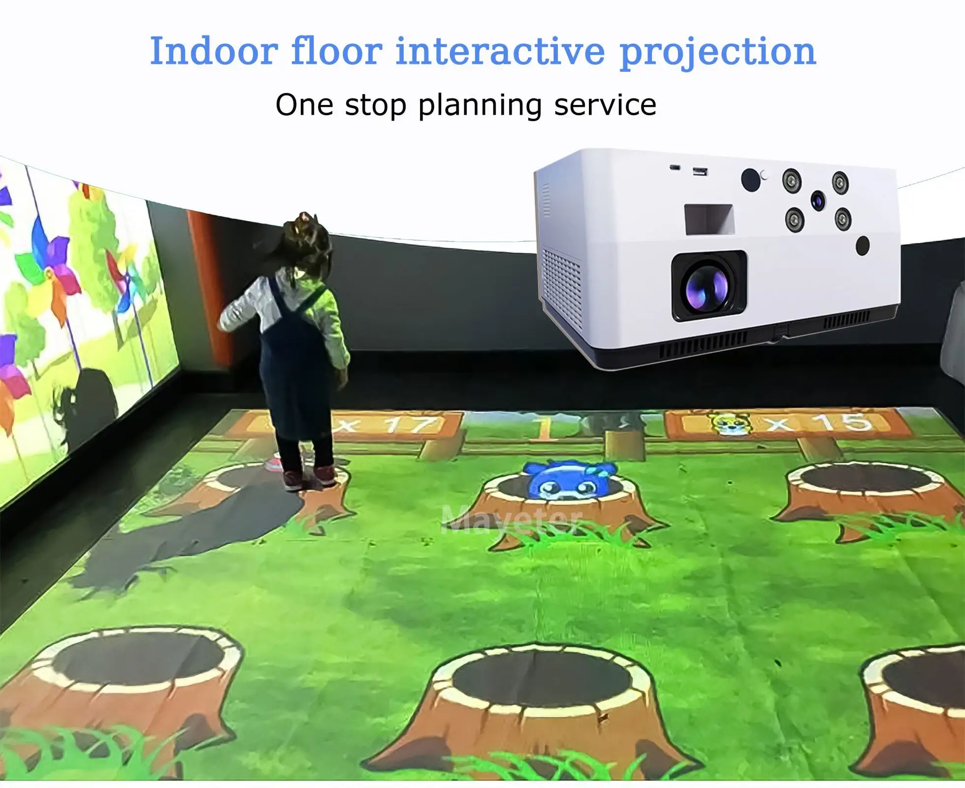 Más de 80 juegos, juego inteligente para niños, dispositivo de sistema de proyección de suelo/pared interactivo, dispositivo de pizarra interactiva, pantalla grande de múltiples puntos