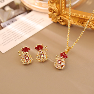 Collar de Oro Real para Mujer, Estilo Chino, Bolsa de Dinero, Gota de Aceite, Tesoro de la Riqueza, de Alta Gama, Moderno, Estilo Año Nuevo - Product Image 1