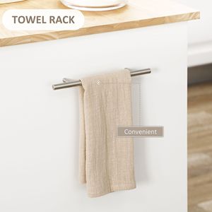 <b>White</b> Rolling Kitchen Island Cart Portable Serving <b>Trolley</b> Table with Drawer 2 Towel Racks & Adjustable Shelf - Product Image 3