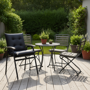 Coussin de chaise de jardin noir 47,2x19,7x1,2 pouces, ensemble de 6 coussins de siège en tissu, garnissage en polyester, couleur unie - Product Image 2