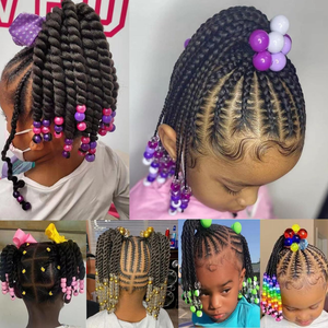 Extensión de pelo para niños Fujia con lazo y cuentas, accesorios de cuentas para el cabello para niños, cola de caballo trenzada para niñas - Product Image 4
