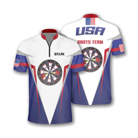 Vente en gros de chemise de fléchettes de haute qualité Polo personnalisé sublimation respirant chemises de fléchettes Jersey imprimé partout conception personnalisée