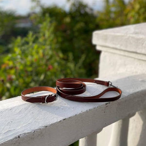 Laisse de chien en cuir marron pour petit et moyen chat - Product Image 1