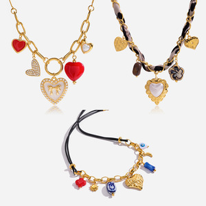 ชุดสร้อยคอหัวใจวินเทจ สแตนเลสสตีล พร้อมจี้ห้อยประดับ สำหรับผู้หญิง เครื่องประดับแฟชั่นหรูหราเบาๆ - Product Image 1