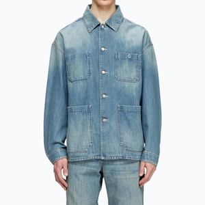 เสื้อแจ็คเก็ตยีนส์ผู้ชายปักโลโก้ตามสั่ง เสื้อคลุมฤดูใบไม้ร่วงและฤดูหนาว กระดุมผ่าหน้า กระเป๋าปะติด แจ็คเก็ตยีนส์สไตล์นักขี่มอเตอร์ไซค์ - Product Image 1