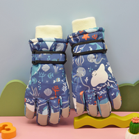 Gants de ski et de snowboard pour enfants, motif baleine sous-marine, imperméables, chauds, doublés de polaire, antidérapants sur toute la paume, pour garçons et filles de 4 à 12 ans