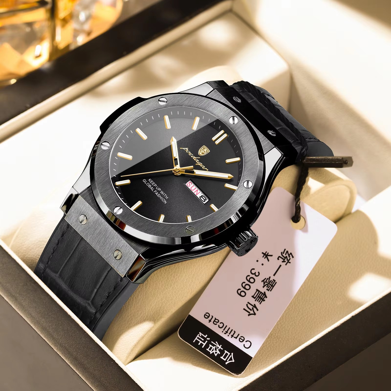 5 black dial black case