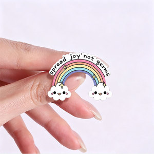 Épinglette en émail personnalisée « Diffusez le bonheur, pas les germes », badge métallique nuage arc-en-ciel, citation amusante, épinglette de revers, cadeau de bijoux créatif - Product Image 2