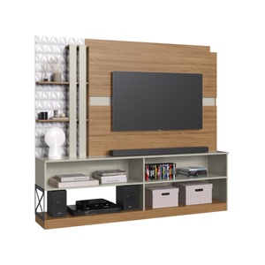 Meuble TV MERLOT de style moderne, 3 portes, en bois, pour salon, en panneaux de particules, facile à assembler, fabrication Brésil - Product Image 3