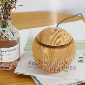 Wood Grain Mushroom Humidifier Usb Powered Small Home Aroma Diffuser With <b>Light</b> Wood Dark Wood Option - Product Image 4
