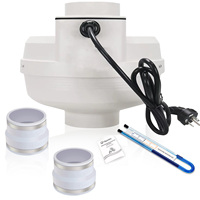 Nouvel Arrivage DCFAIR RF-110W1-Kit Ventilateur de Radon en Plastique 4 Pouces 115V 2300RPM avec Couplages en Caoutchouc 4x3 et Indicateur, Garantie 1 An