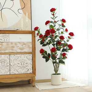Albero di Camelia Bonsai Artificiale di Alta Qualità con Foglie Realistiche in Plastica Durevole e Tessuto di Seta Ecologico per Decorazione Interna - Product Image 3