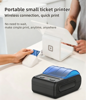 Printer Thermal Mini VTR-58P4 58mm, Printer Foto USB Mobile Pos Isi Ulang, Printer Portabel Hitam dan Biru