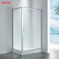 Paroi de douche coulissante en verre trempé de style européen, cloison de toilette, poulie en alliage de zinc, cadre en aluminium