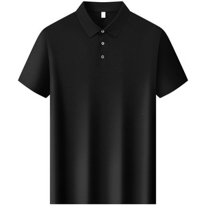 เสื้อโปโลผู้ชายผ้าฝ้ายสีดำ ชุดทำงานฤดูร้อน พร้อมโลโก้แบบกำหนดเอง แขนสั้นถัก ผ้าบางต้านเชื้อแบคทีเรีย - Product Image 1