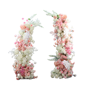 Arco Floral Curvo de Seda de Peonía y Cuerno de Buey para Decoración de Bodas, Soporte Guía de Pasillo de Nuevo Estilo, de Hierro Forjado para Exteriores - Product Image 5