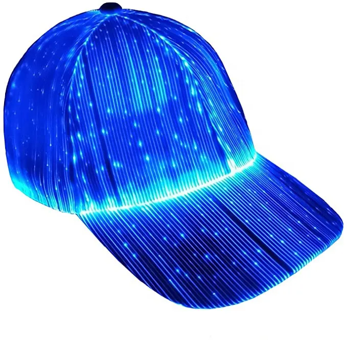 Topi Menyala LED, Topi Bisbol Menyala Dalam Gelap untuk Pesta Festival Musik Rave, Topi Bisbol Serat Optik Bercahaya