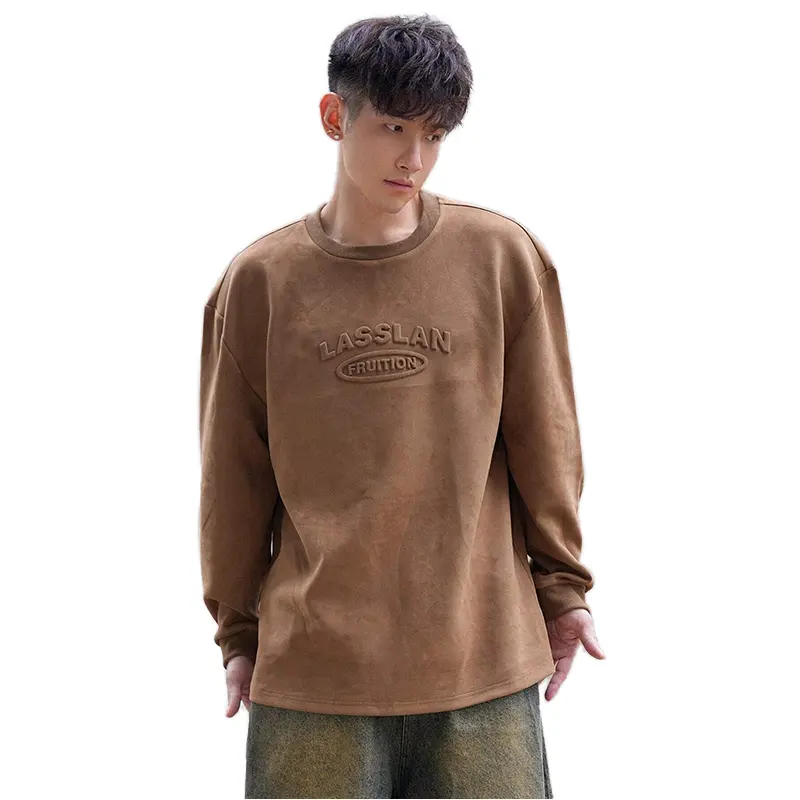 Individuelles niedriges MOQ beste Qualität junger Junge geprägtes Sweatshirt modische Herren Brief geprägter Drop-Shoulder-Sweatshirt