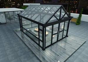 עיצוב סיני מודרני בסגנון סיני מזג זכוכית אלומיניום מלון וילה משולש שטוח גג חדר שמש לגינה חיצונית יפה - Product Image 3