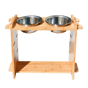 YOULIKE Comedero Elevado Ajustable <span class=keywords><strong>en</strong></span> Altura, Soporte <span class=keywords><strong>de</strong></span> Bambú con Dos Tazones <span class=keywords><strong>de</strong></span> Acero Inoxidable para Perros y Gatos, Estante para Alimentación <span class=keywords><strong>de</strong></span> Mascotas - Product Image 6