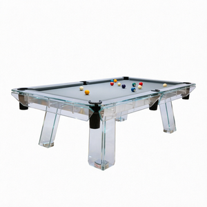Table de billard de luxe unique en verre, collection Billiard au design classique, avec plateau en ardoise professionnel et verre cristallin, pour jeu de 9 boules - Product Image 1