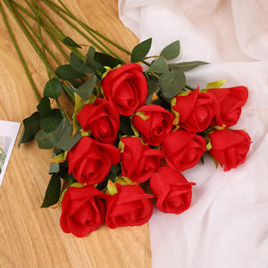 Ramo de Rosas Artificiales de 47 cm, Flores de Seda y Plástico de Alta Simulación, Color Rojo, Decoración para el Hogar, Decoración para Bodas - Product Image 1