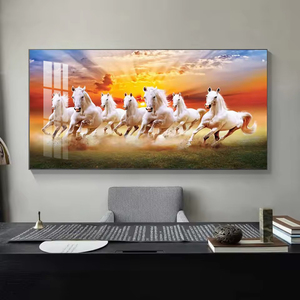 Home Decor Canvas Dier Poster Prints Moderne Muur Kunst Foto 'S Kristallen Porselein Diamant 7 Paard Hardlopen Schilderij Met Lijst - Product Image 5