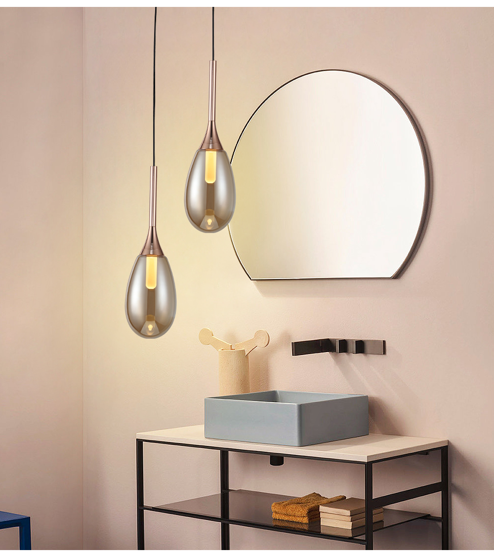 Nordic Crystal Chandelier 1-Light Bedroom Modern Linear Glass Pendant Light Dinning LED Pendant Lighting for Kitchen