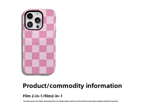 Custodia per <span class=keywords><strong>cellulare</strong></span> antiurto 2 in 1 con stampa a trasferimento termico a quadri rosa shocking, stile magnetico, per 17promax - Product Image 5