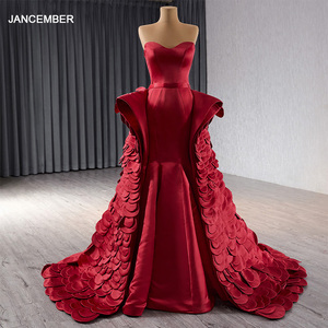 Robes de bal sirène sexy, épaules dénudées, dos nu, robes de soirée en satin de Dubaï, Rsm241096 - Product Image 1