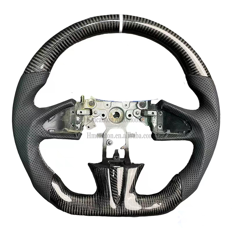 carbon fiber+perforated leather+white stitching