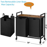 Grand panier à linge coulissant de haute qualité avec double compartiments pour le rangement des vêtements de salle de bain
