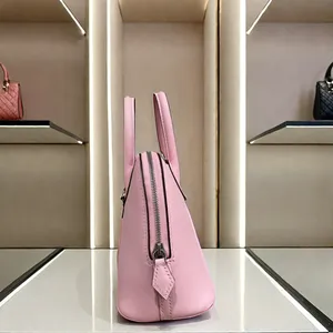 Customized Luxury Mini Women's Handbag High-End Versatile Fashion Bowling Bag With Zipper Closure Genuine Leather Lining