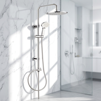 TM-1114 Nouveau Ensemble de Douche Mural Réglable pour Salle de Bain, Finition Chromée, Design Moderne, Robinet et Rideau de Douche