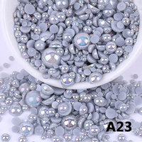 Perles plates en ABS style mode HBJC en gros, perles demi-rondes en plastique de 2 mm pour bricolage
