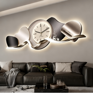 Dipinto Decorativo LED Moderno e Lussuoso con Orologio, Quadro in Porcellana Cristallina per <span class=keywords><strong>Soggiorno</strong></span> e <span class=keywords><strong>Parete</strong></span> Dietro il Divano - Product Image 2