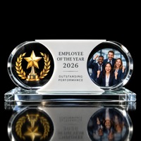 Trophée sablier personnalisé Neelpure 198617 en cristal K9, gravé au laser et imprimé UV, avec double photo, pour récompenses d'entreprise, de couple ou scolaires