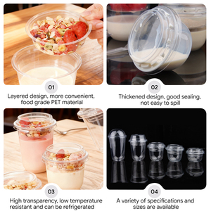 Tazze personalizzate per Yogurt dividere combinate 7.5oz 10oz 12oz 16 once di plastica trasparente <span class=keywords><strong>gelato</strong></span> semifreddo tazze con inserto e coperchi piatti - Product Image 3